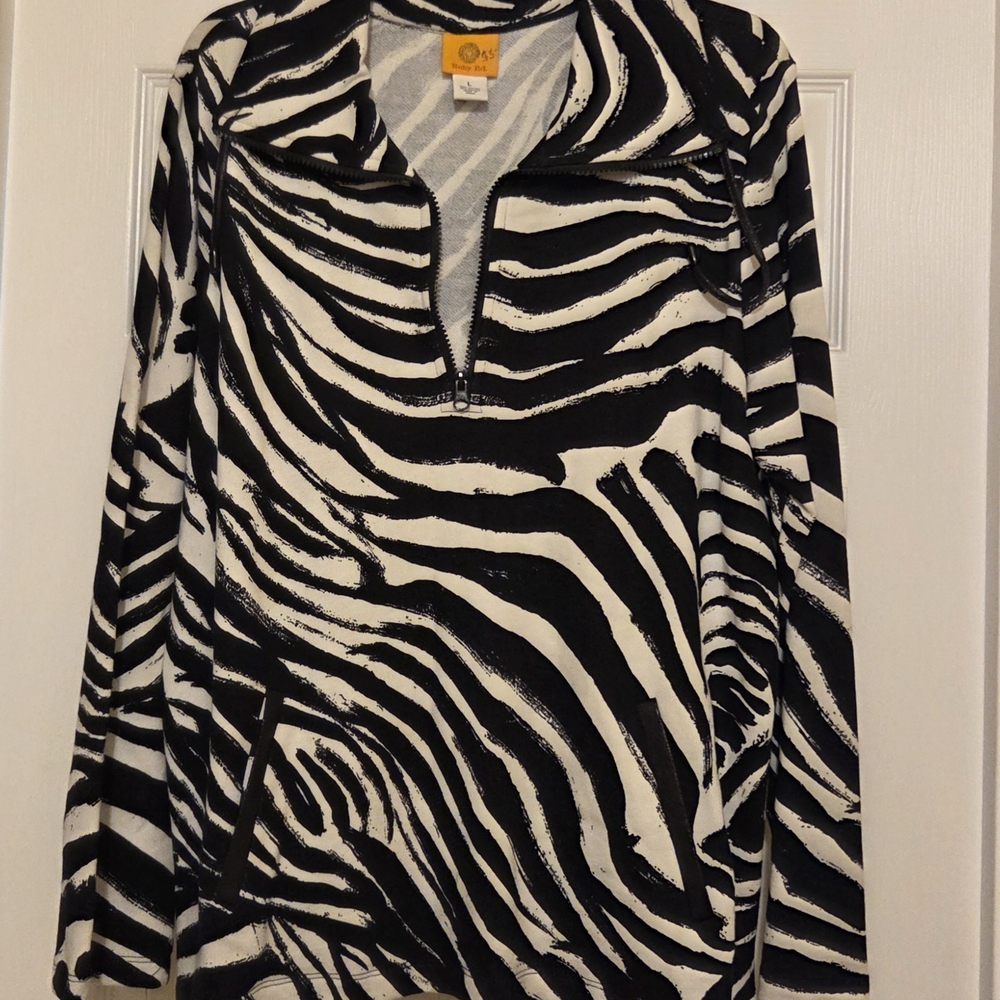 Ruby Rd. Black and White Zebra Print Blouse